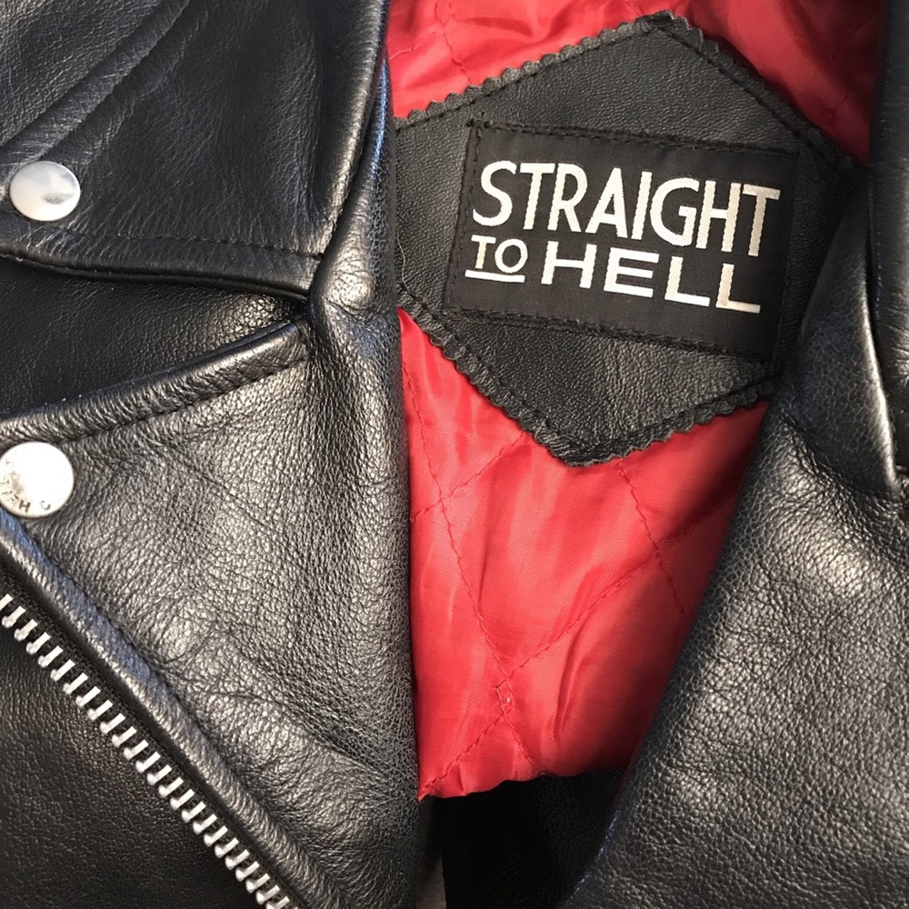 ❌SOLD❌ STRAIGHT TO HELL leather motorcycle jacket - Picture 6 of 8